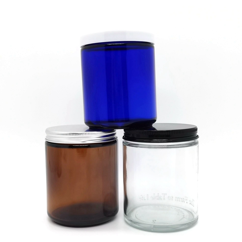 Custom Logo OEM 2oz 4oz 6oz 8oz Mini Brown Amber Round Candle Jar Empty Clear Amber Glass Jars for Candle Honey