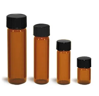 Recyclable 5/8 Dram - 4 Dram Glass Vials, Clear Amber Glass Roll -On Container Oil Vials Bottle W/ Black Screw Cap