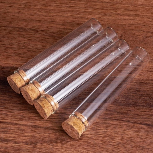 Factory Customizable Flat Bottom Round Bottom Pharmaceutical Transparent Borosilicate Pipe Glass Test Tube With Cork Lid