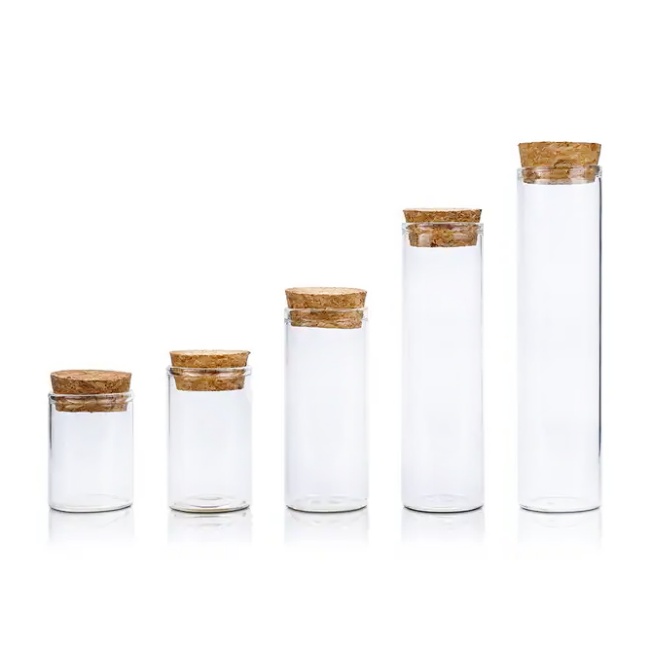 Wishing Glass Bottles Flat Round Bottom Pipe En Verre Glass Test Tube With Cork for Cigar Packing