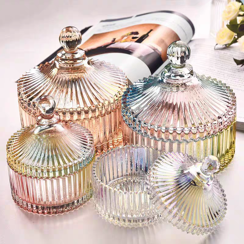 Wholesale Recyclable Luxury Empty Candle Jars Home Decoration Empty Candle Glass Jars With Glass Lid and Box