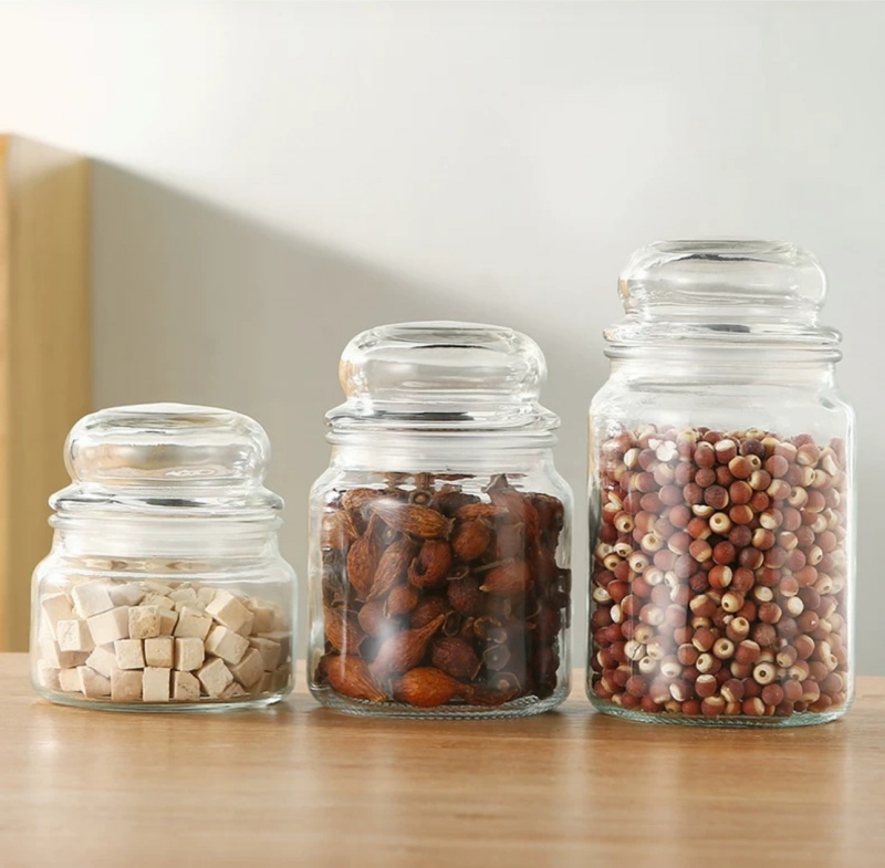 Wholesale Eco-friendly Transparent Tea Coffee Food Storage Airtight Glass Canister Set With Lid for Kitchen