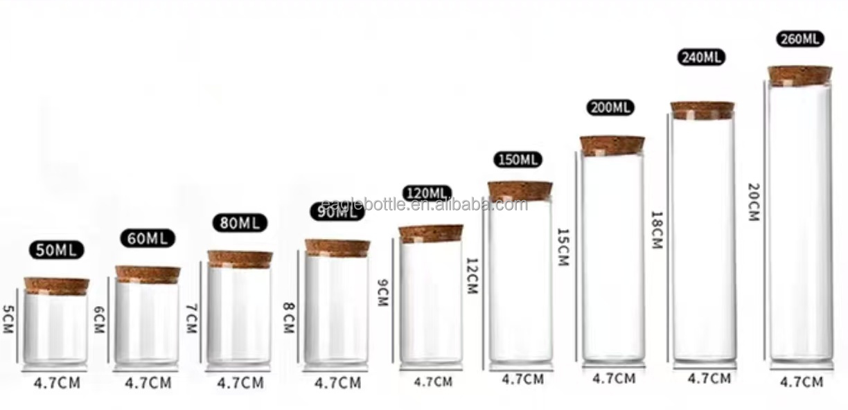 High Quality Glass Test Tube Jars Glass Test Tube Bottle 25x150 With a Lid Cork Stoppers
