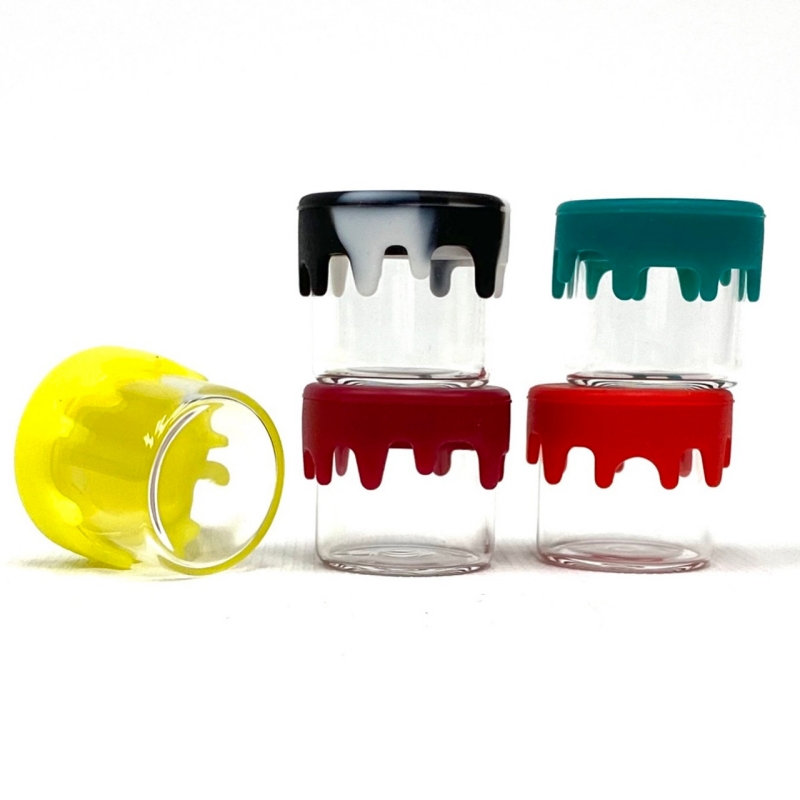 30ml 50ml 60ml Glass Bottle Jar Silicone Seal Cover Container Portable Mini Cute Jars  for  Spice Powder Pill