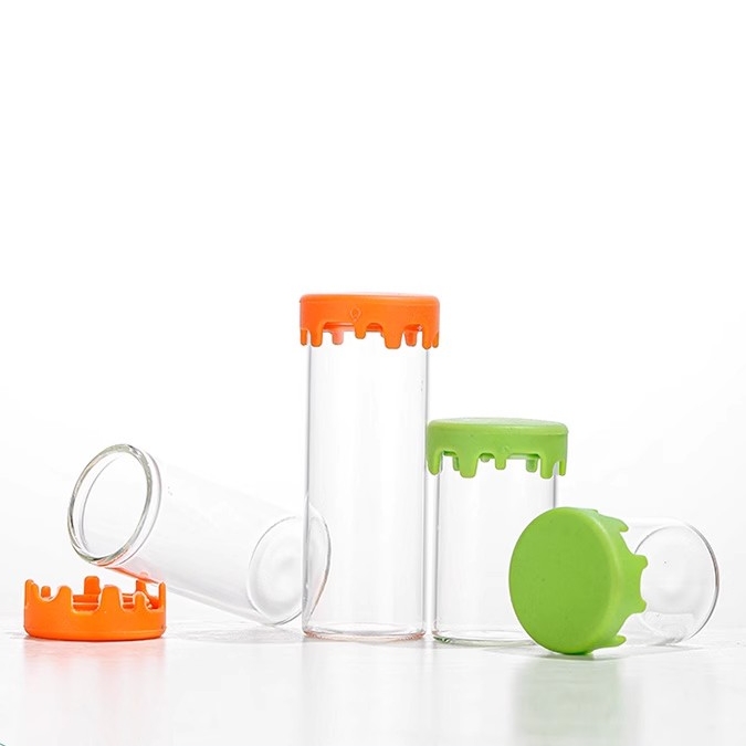 60ml Glass Silicone Container Airtight Concentrate Food Storage Jar With Silicone Lid