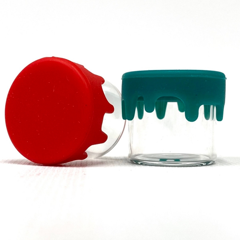 Mini Paint Pot Silicone & Glass Container 5 6 8 10 15 20 25 30 40 50 60 80 100 ml Drip Top Jars With Dripping Silicone Lid