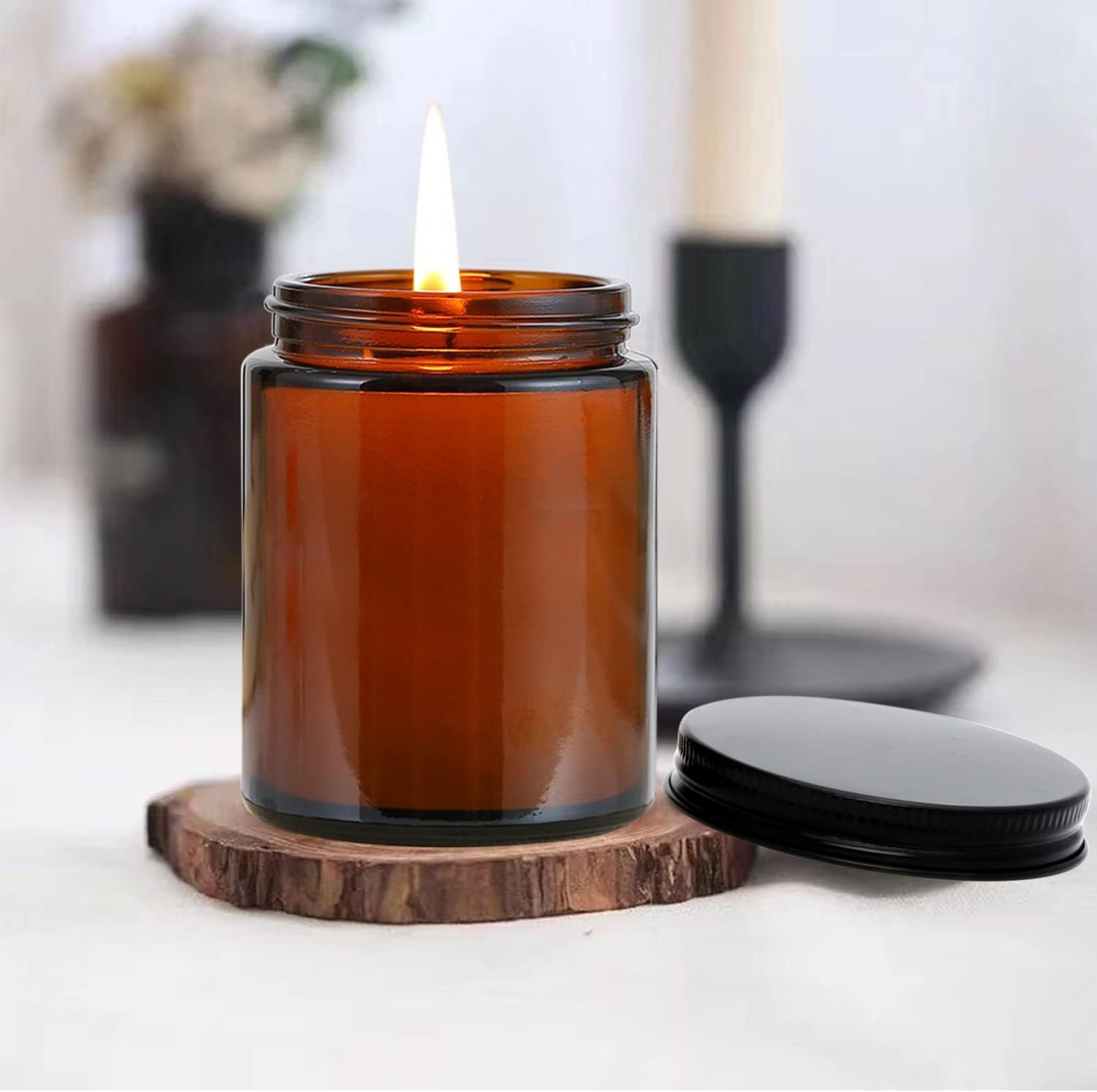 100ml 150ml 250ml 500ml Empty Candle Aromatherapy Wax Cream Clear Amber Straight Glass Jar With Gold Siver Black Screw Metal Lid