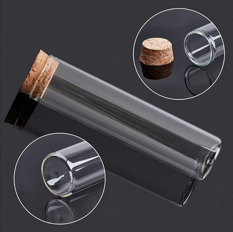 Glass Test Tube Flat Mouth Flat Bottom With Cork Lid