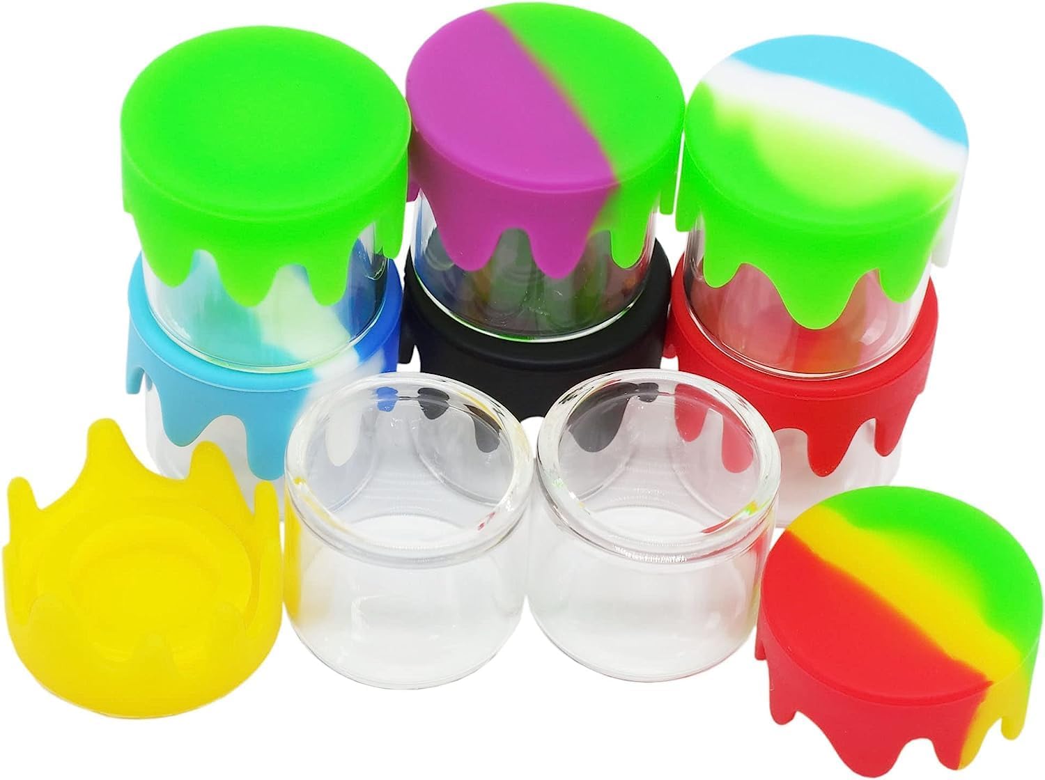 Mini 5ml 10ml 50ml Silicone Jar Matte Finish Small Glass Concentrate Acrylic Storage Container Silicone Lids Tequila Champagne
