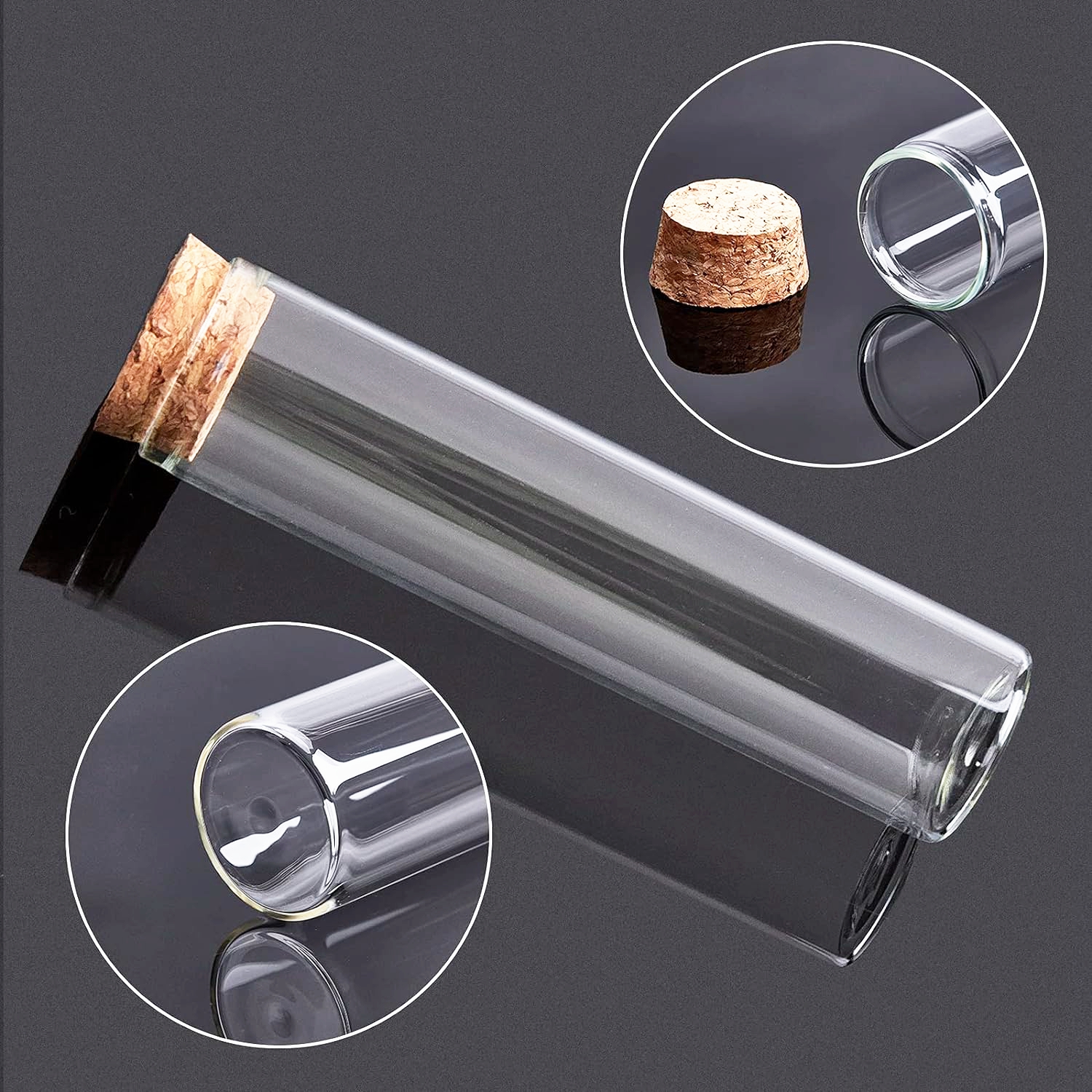 Wholesale clear Borosilicate Glass test Tubes With Cork Stopper for Jewelry, Candy, Seed, Beads or Samples