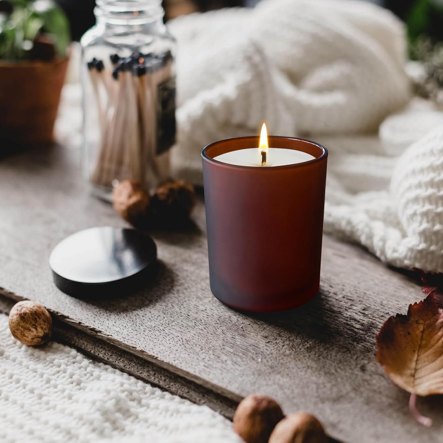 Hot Selling Luxury 7oz 10oz 8oz Glass Candle Holders Lanterns Candle Jars Frosted Glass Candle Jar With Bamboo Lid