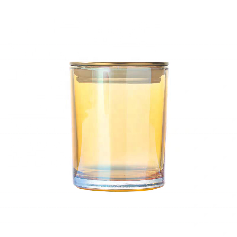 Luxury Empty 8oz 10oz 14 Oz 18oz Colorful Round Candles Jar Glass With Metal Lid