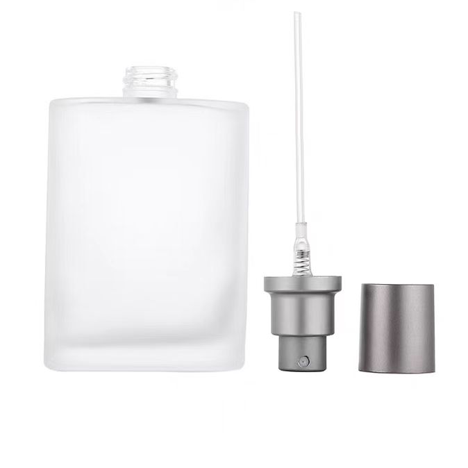 Wholesale Pump Sprayer Glass Bottle 30ml50ml100ml Flat Frosted Clear Glass Perfume Bottles With Metal Cap