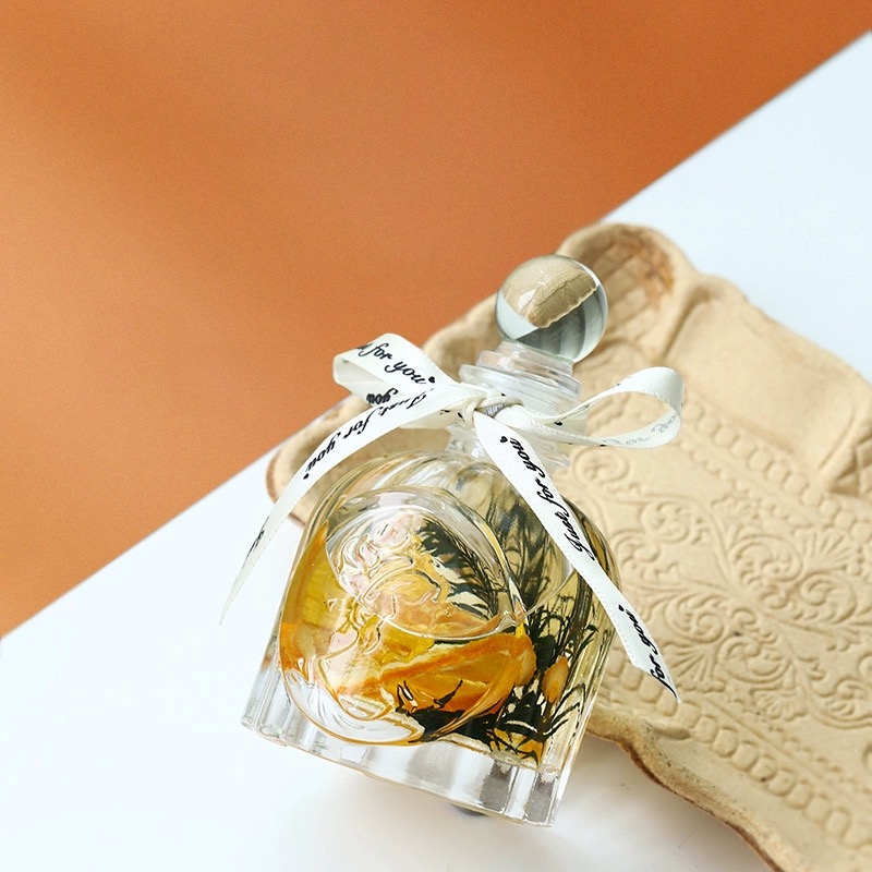 Wholesale Luxury Christmas Gifts Transparent Round Glass Reed Diffuser Bottle 100ml