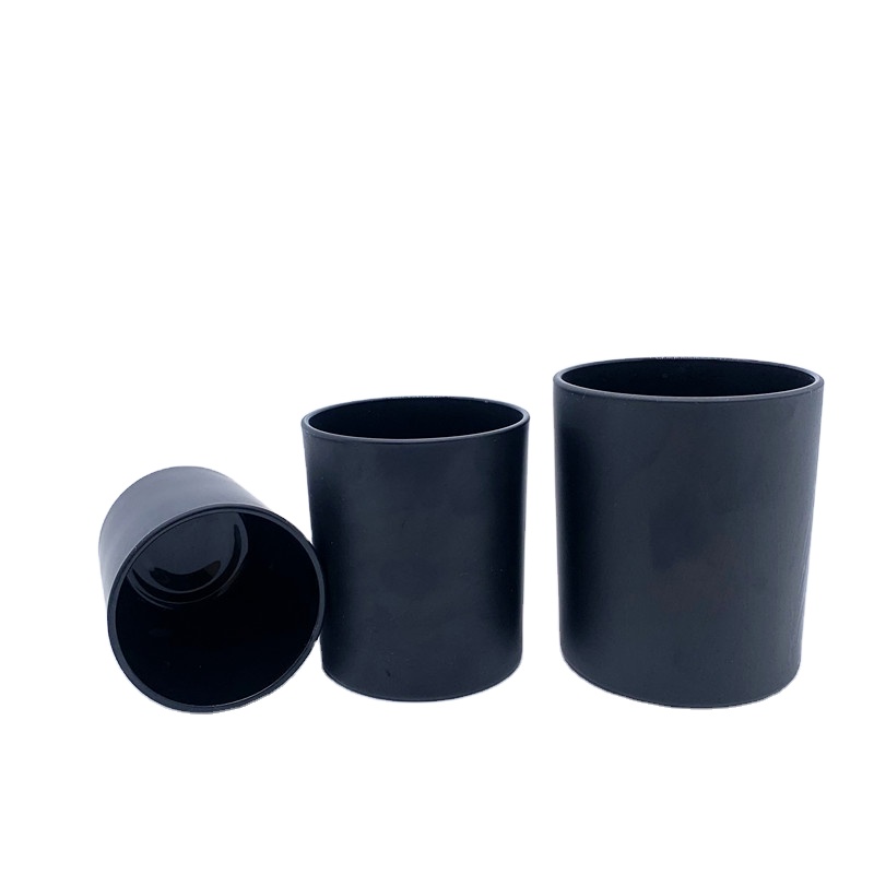Wholesale Empty Matte Frosted White Black clear Glass Candle Jars With Wooden Lids for Candle Making
