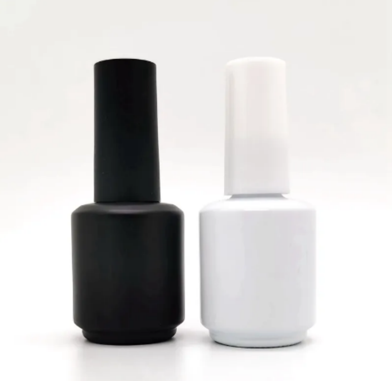 10ml Black Frosted Matte Glass Empty Bottle Uv Gel 15ml Round Nail Polish Bottle With Nail Polish Brush