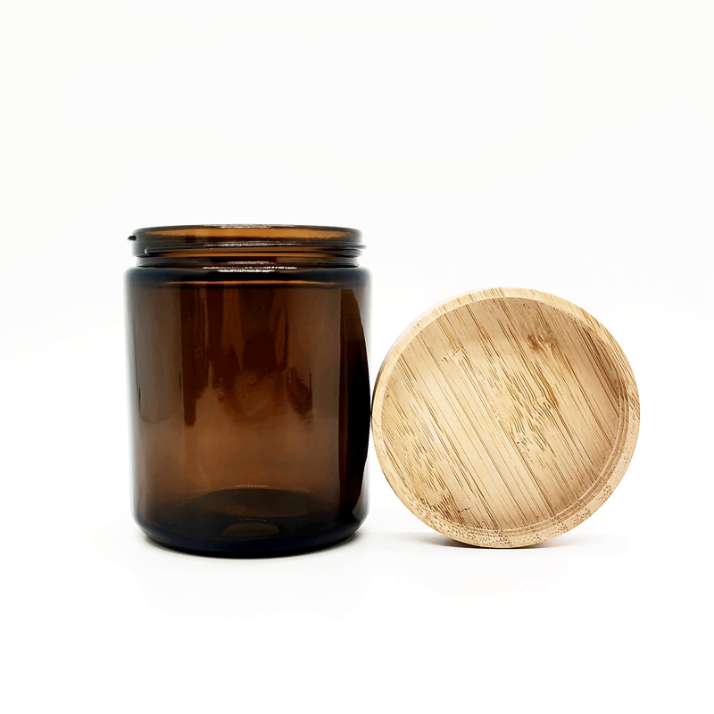 250ml Amber Wide Mouth Glass Storage Jar Round Clear Food Grade Jar Ointment Jars With Bamboo Wooden Lid