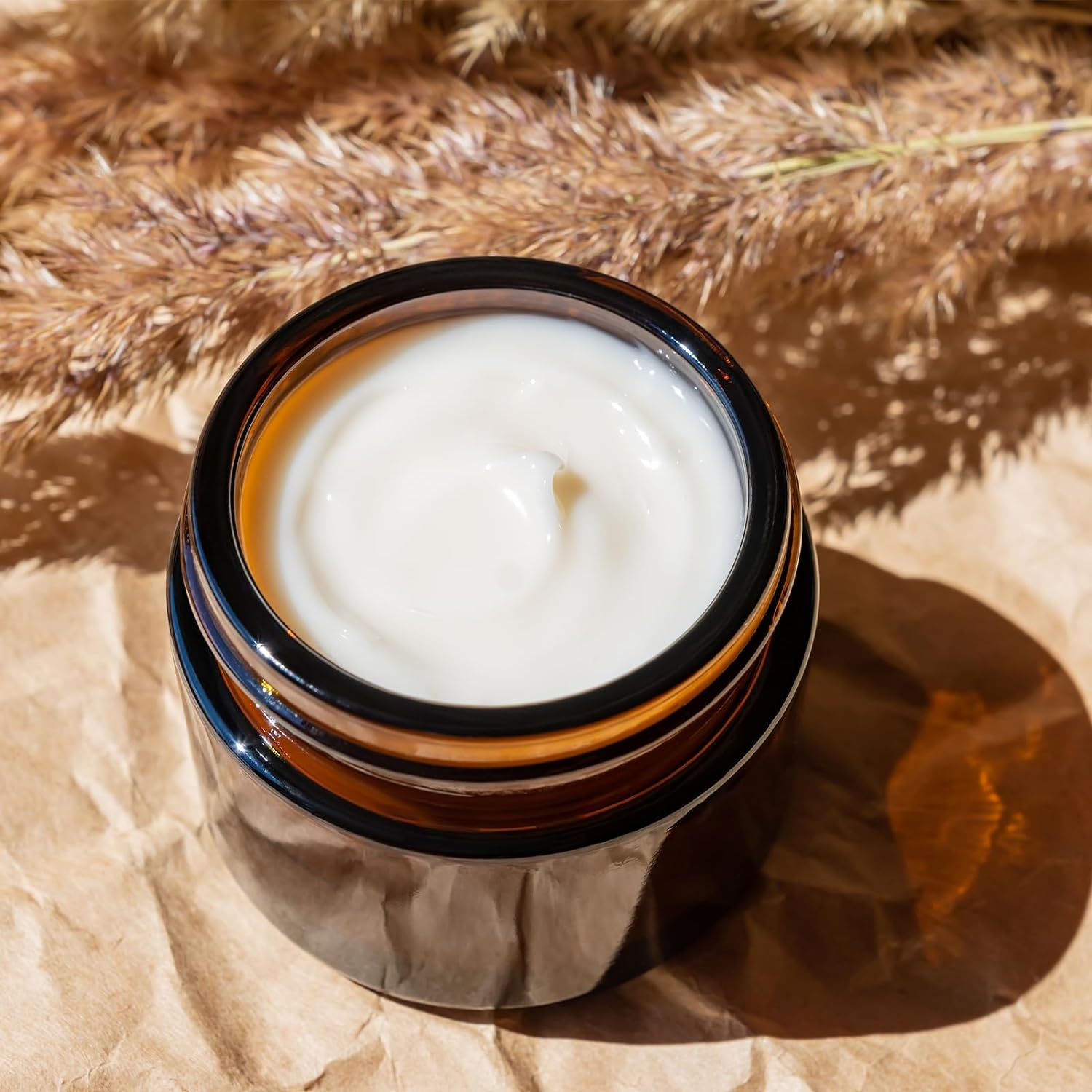 60ml 120ml 240ml 500ml Cosmetic Wide Mouth Face Eye Cream Jar Amber Candle Glass Jar With Gold Screw Lid