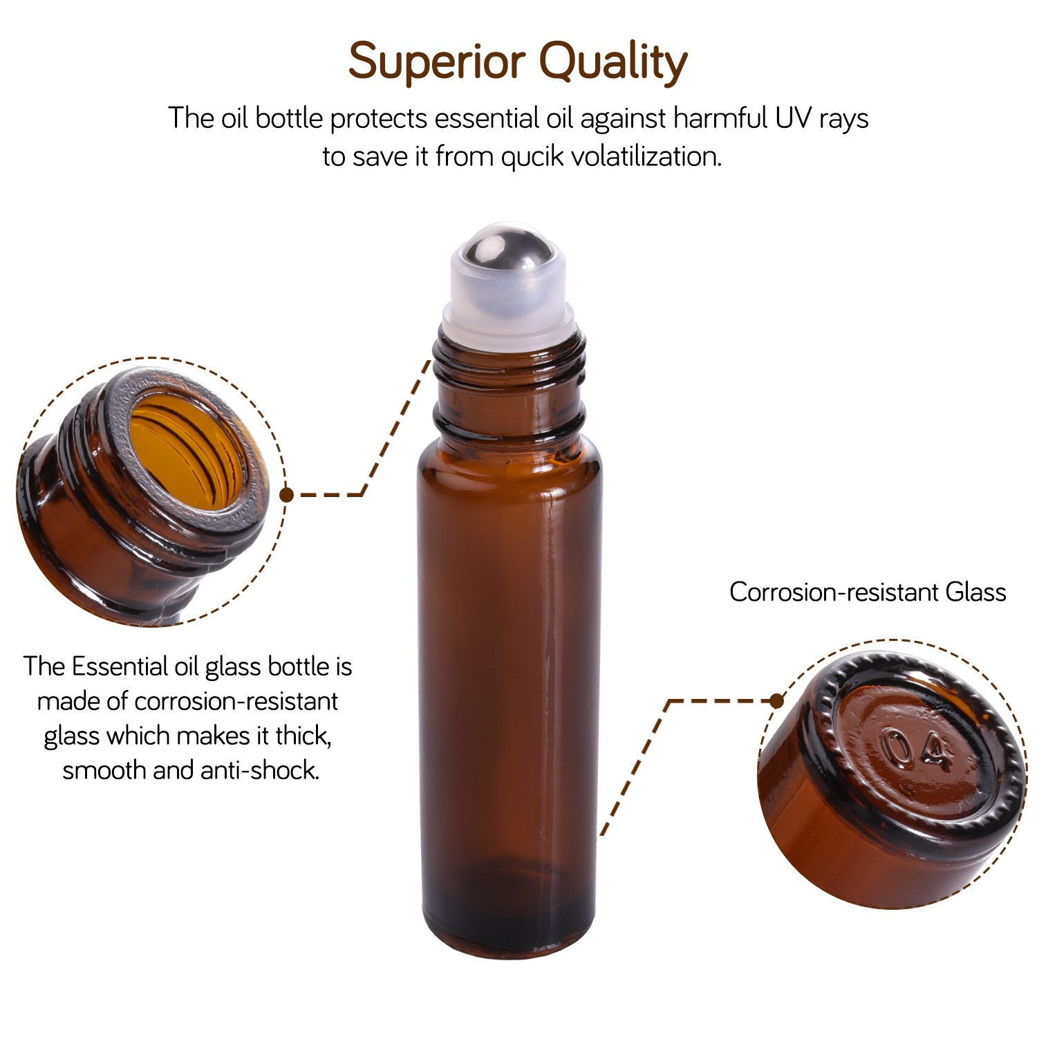 Amber Colorful  1ml 2ml 3ml 5ml  10ml Glass Roll on Bottle With Cap for Essential Oil