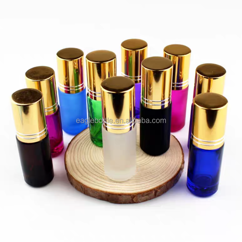 Wholesale Luxury Cosmetic 5ml 10ml Rose Gold Glass Roll on Bottle with Steel Roller for Essential Oil Perfume Bottle