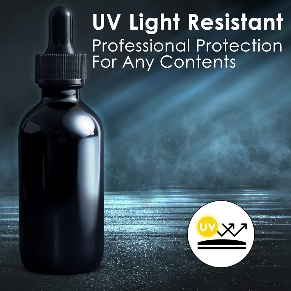 5ml 15ml 30ml 50ml 100ml 150ml 200ml 250ml Black Dark Uv Violet Glass Essential Oil Lotion Cosmetic Bottle and Jar