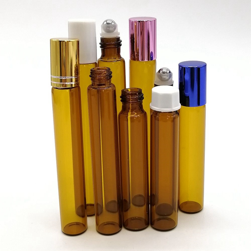 Fancy Pattern Printed Cosmetic Perfume 10 Ml Printed Red Yellow Green Blue Glass Roller Bottles With Aluminum Cap