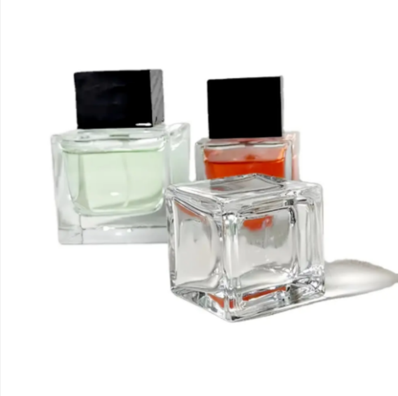 Bouteille De Parfum Vide Clear Frosted Flat Square Empty Glass Bottle New Design Perfumes Bottle With Perfume Bottle Sprayer