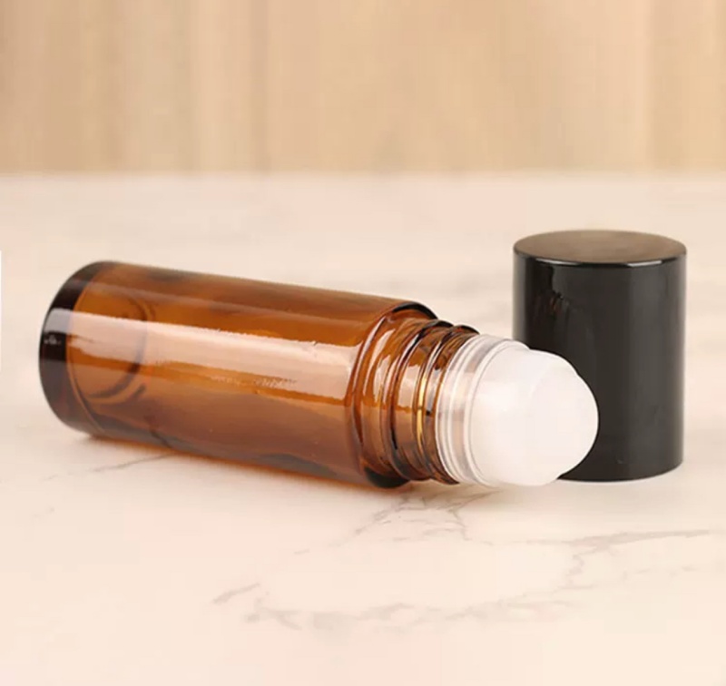 50 ml 30 ml 1.7 oz 1 oz Black Glass Roll-on Deodorant Bottles With Plastic Roller Ball and Black Cap