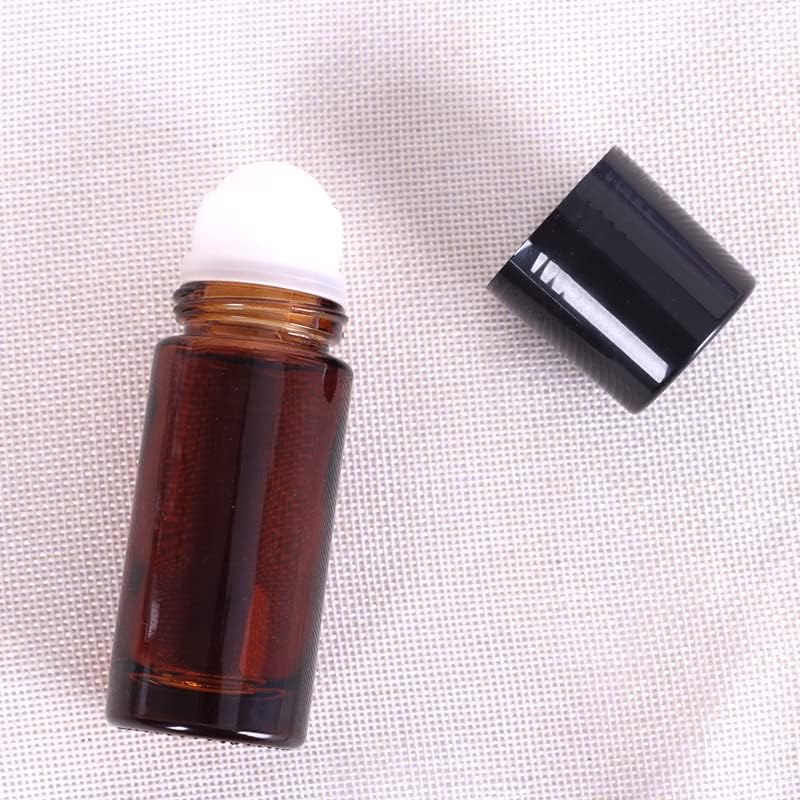 1.7 Oz/50ml 50 ml Glass Roll on Bottles Empty Deodorant Bottles Container Amber Glass Roller Bottles for Essential Oils Perfume