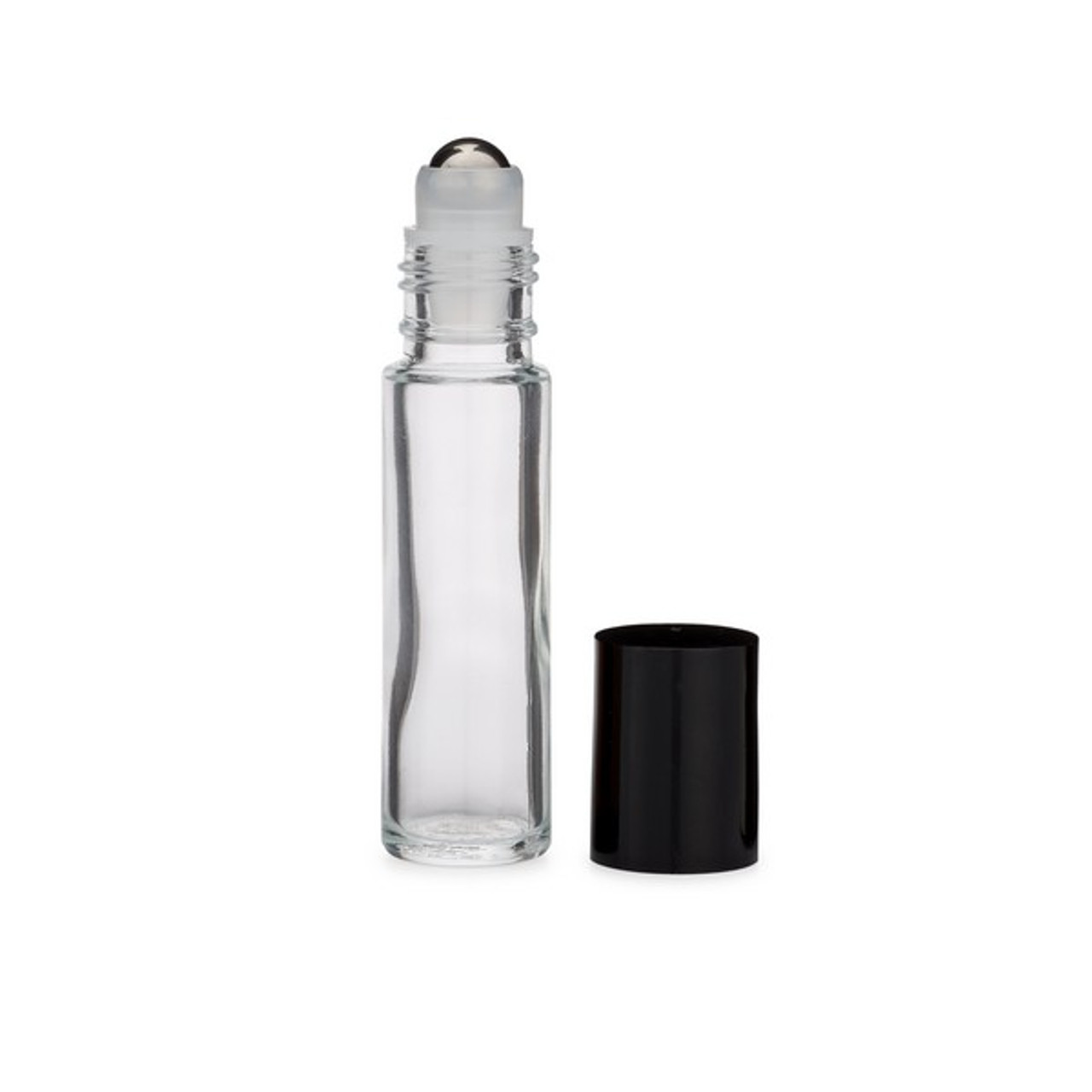 50ml Glass Vial Ball Perfume Roll on Bottle Container Vial Clear Glass Vial Bottle Essential Oil Packaging With Black Lid