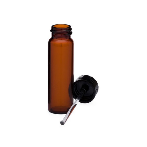 1 Dram (3.7 Ml) 4 Dram (14.8 Ml) Clear Borosilicate Glass Vials W/ Black Unlined Polypropylene Cap With Rod Applicator
