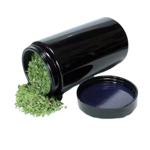 100ml 150ML 250ml Natural Organic Stone Black Uv Violet Round Cosmetic Face Cream Child Resistant Glass Jar With CR Black Lid