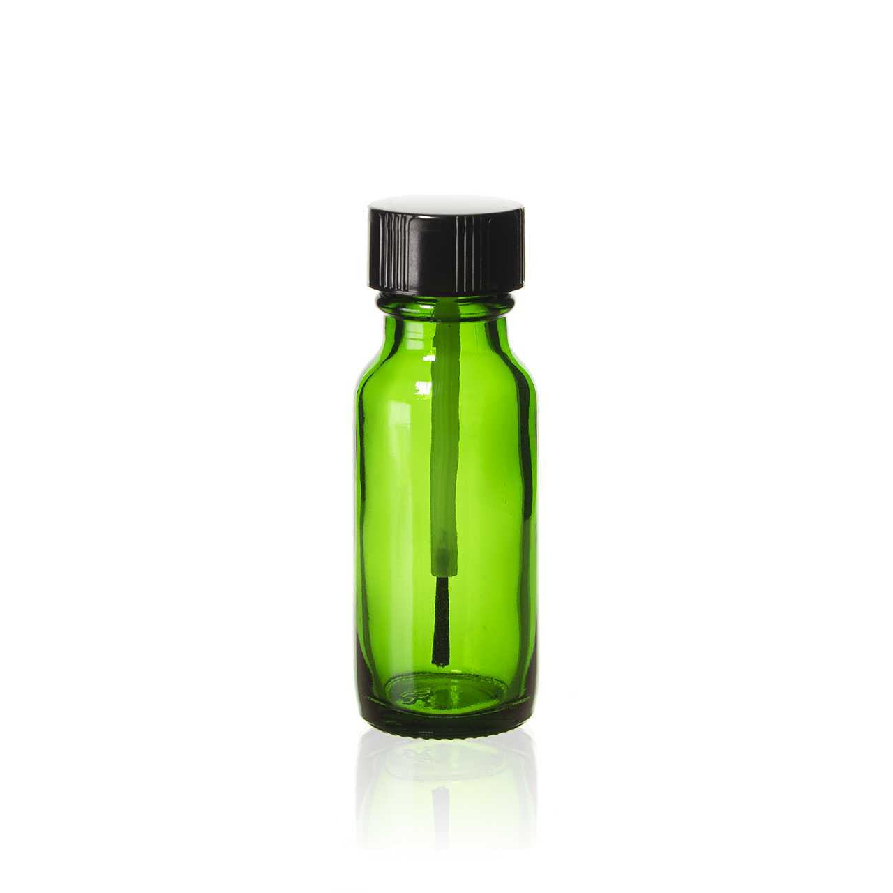 1/2oz 1oz 2oz 4oz Clear Glass Boston Round Bottles With Black Phenolic Pe Lined Brush Caps