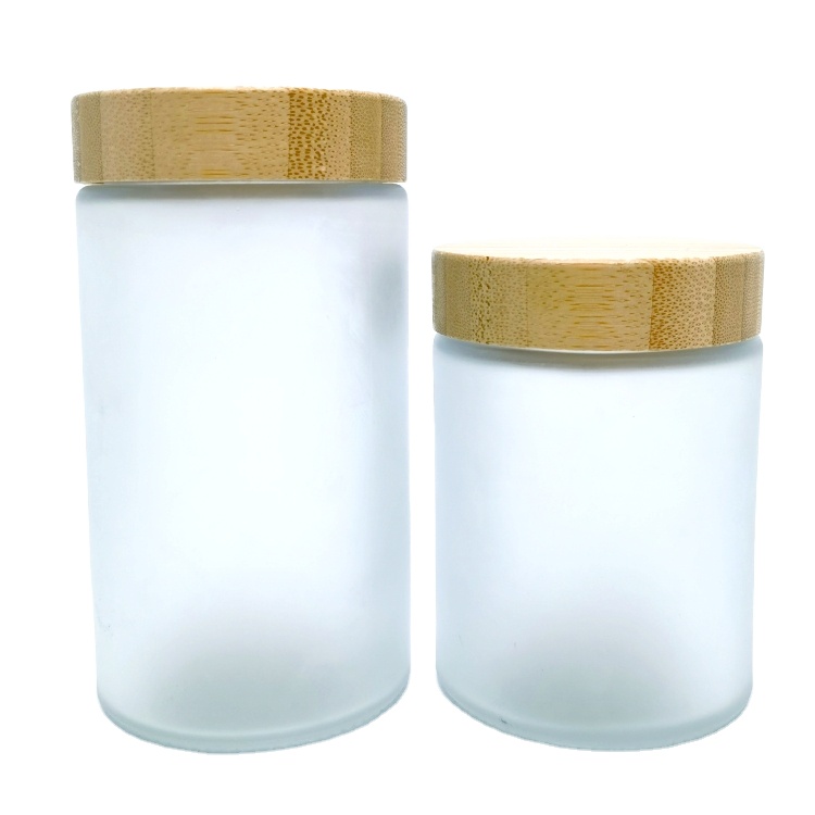 150g 250g Refillable Eco Friendly Skin Care Cosmetics Packaging Container Bamboo Frosted Moisturiser Glass Jar With Bamboo Lid