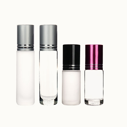 5ml 10ml Cosmetic Packaging Clear Roll on Bottle Essential Oil Pink Glass Roller Perfume Container Bottle W/ Cap