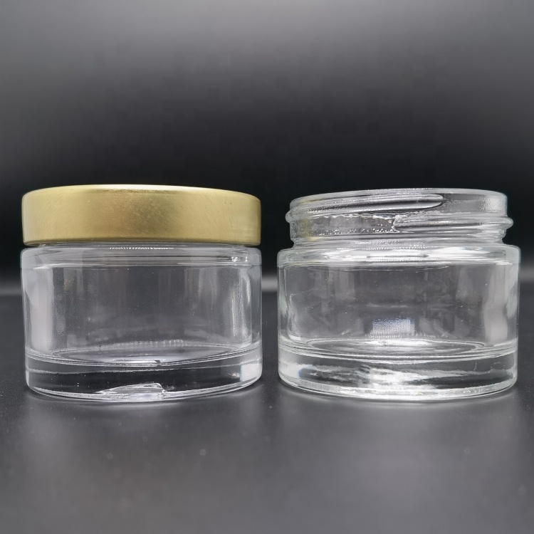 Wholesale Cosmetics 10g Facial Cream Jar Skin Care Empty Packaging 50 g 80 g Frosted Clear Glass Eye Cream Jar With Golden Cap