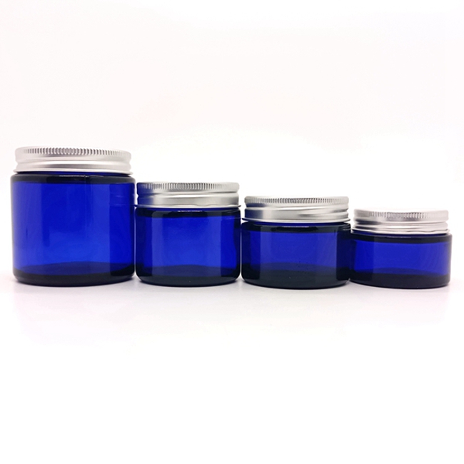 15 20 30 50 100 ml g Small Empty 10g Face Cream Cosmetic Blue Glass Jar Round With Lid Scrub Body Butter Jar
