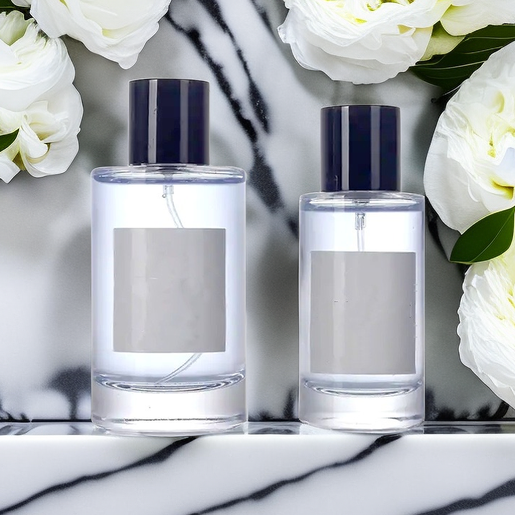 Wholesale Empty Perfume Bottle Luxury 50 Ml 100 Ml Clear High Quality Round Glass Perfume Spray Bottle With Lid