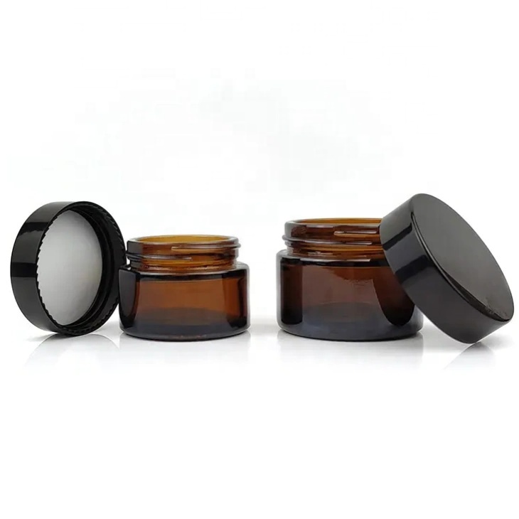 30g 50g 200g 250g Glass Jars White Black Gold Round Empty Frosted Amber Clear Cream Glass Cosmetic Jar Packaging