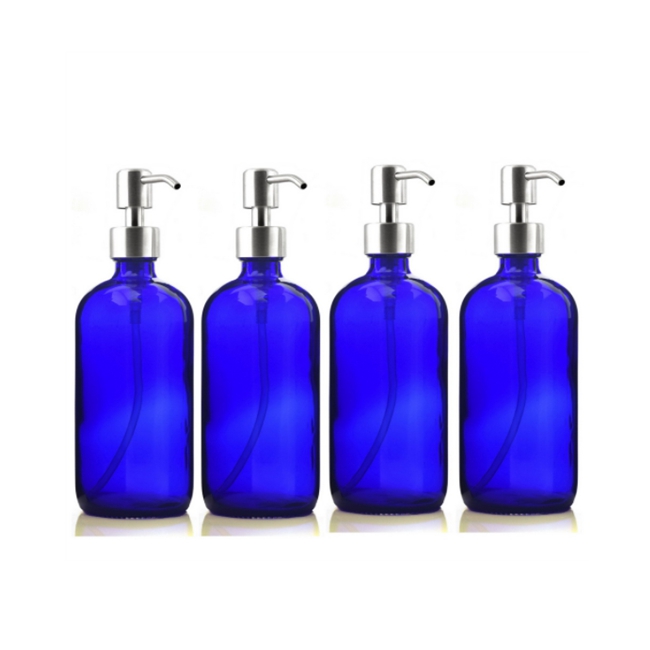 250 500ml Boston Empty Amber/Blue Glass Spray Bottle Essential Oil Bottle Amber Glass Bottles With Spray Nozzle and Cap