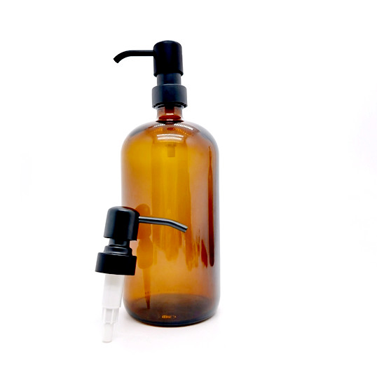Cosmetic Pump Bottle 500ml Amber Boston Glass Bottle With Plastic Hand Button Make-up Water Sprinkler Garden Spray Bottle