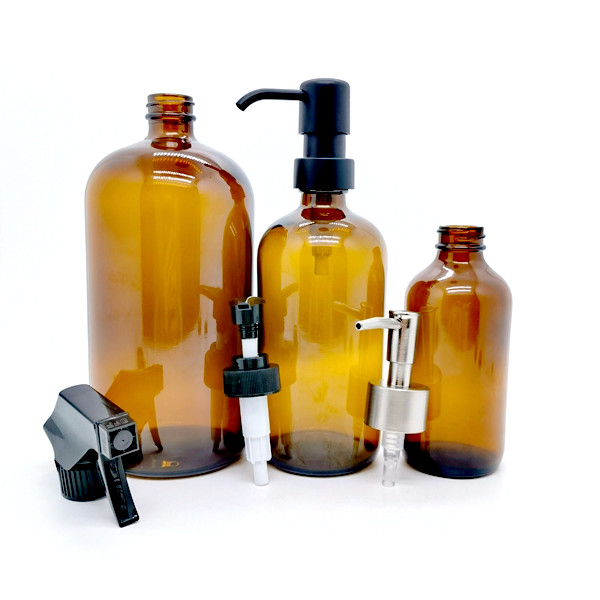 Empty Refillable Sprayer Container 8 Ounce  Glass Spray Bottles 8oz 250ml Blue clear Amber Hair Spray Bottles 8 oz for Cleaning