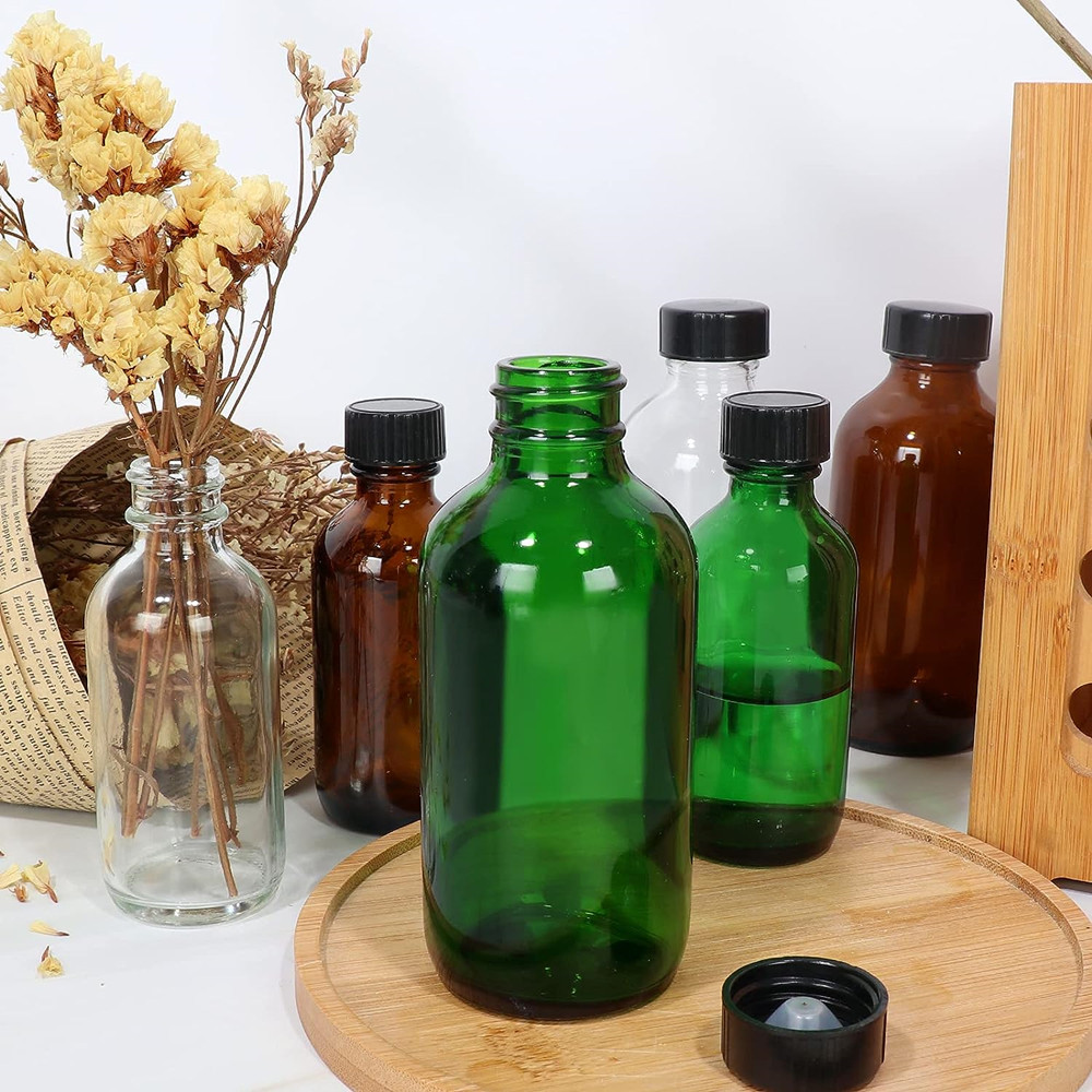 Custom 15m 30ml 60ml 100ml 120ml 240ml 500ml 1000ml Thick Bottom Frosted Amber Brown clear boston Round Glass Bottles