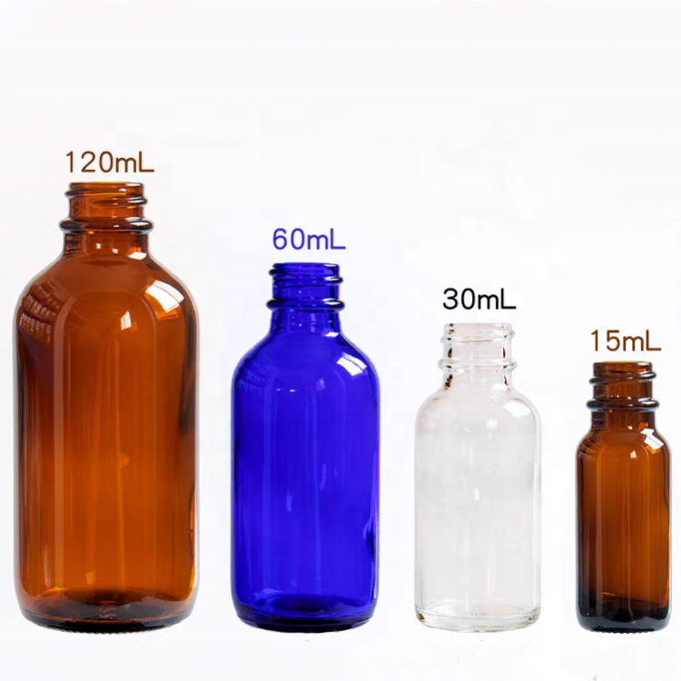 Popular Boston Round Juice Pharmaceutical Glass Bottles 15ml 30ml 60ml 120ml 230ml 500ml for Coffee Beverage Medicine Tea