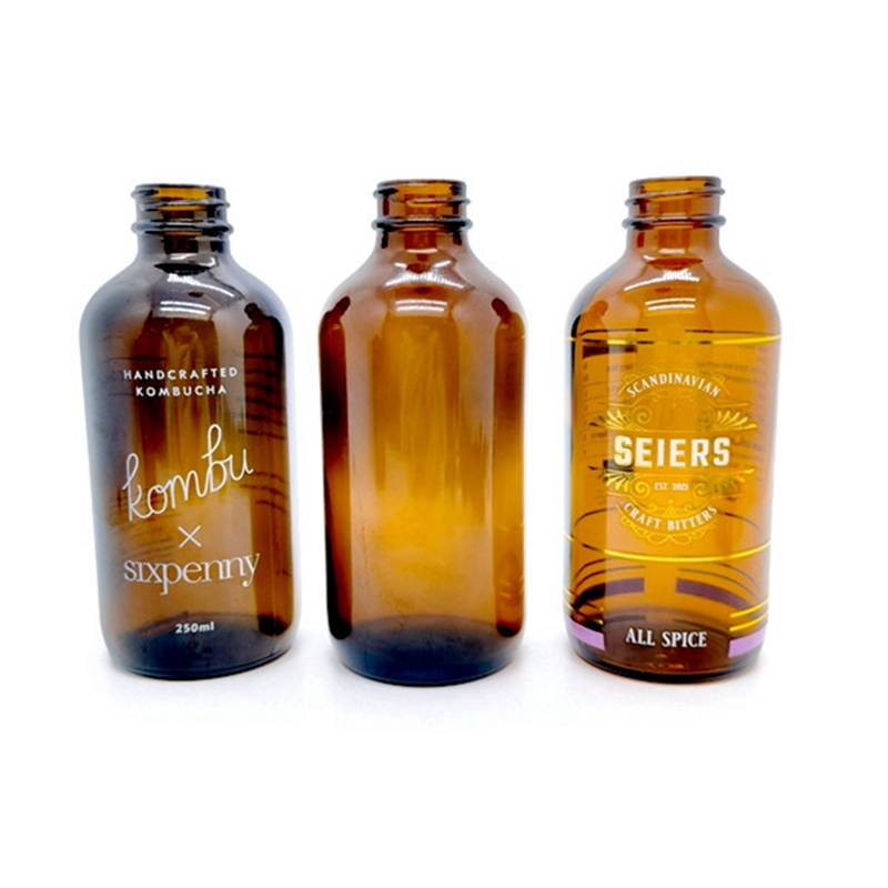 Custom 15ml 30ml 60ml 100ml 120ml 240ml 500ml 1000ml Thick Bottom Frosted Amber Brown clear boston Round Glass Bottles Glass Bottle