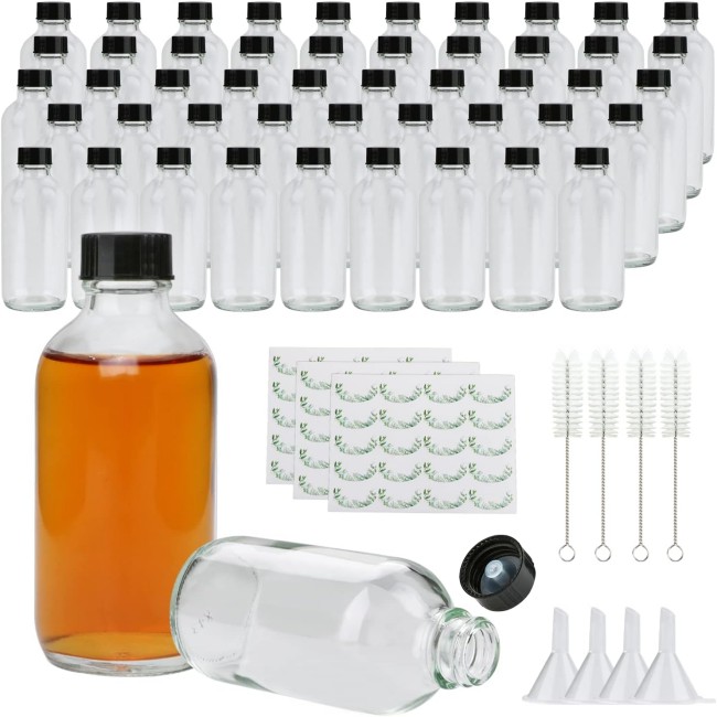 2oz Small 60ml Clear Empty Boston Round Shots Glass Bottles With Caps for Liquid Ginger