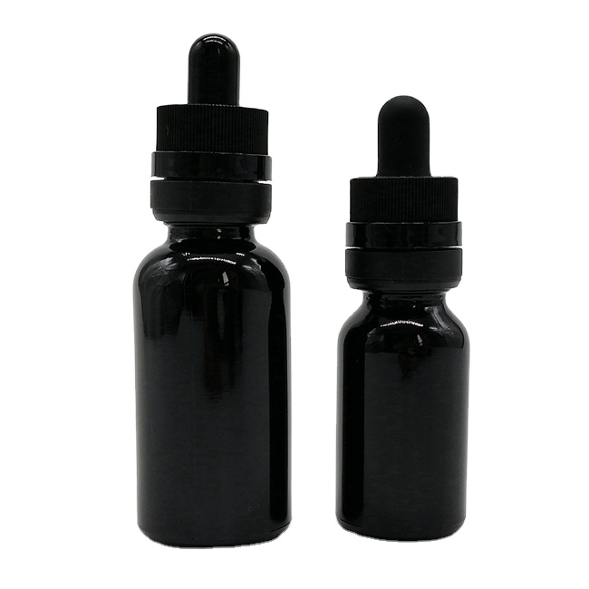 30ml Frosted Black Glass Dropper Bottle With Bamboo Lid Top Empty Essential Oil Bottle for Cosmetic Cuticle Hair Care