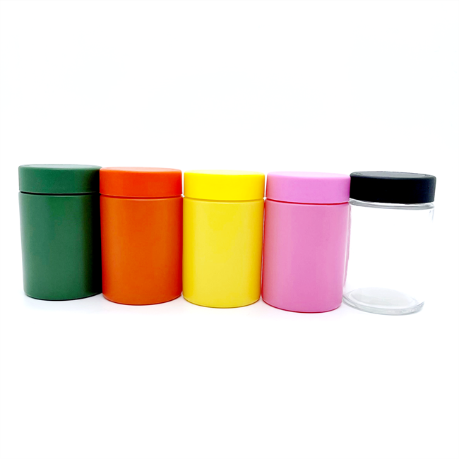 Custom 2oz 3oz 3.5g 4oz 5oz 90ml Child Resistant Matte Black UV Jar Flower Packaging Glass Jar With Black Plastic Screw Lid