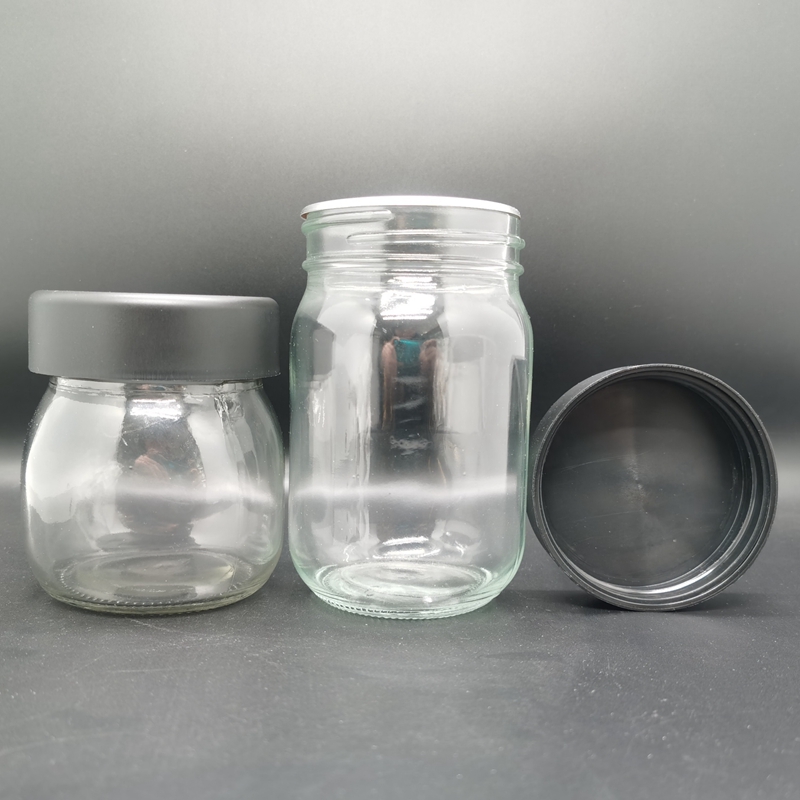 8oz 16oz Empty Food Storage Clear Canning Mini Cookie Glass Child Resistant Round Mason Jar With Lids