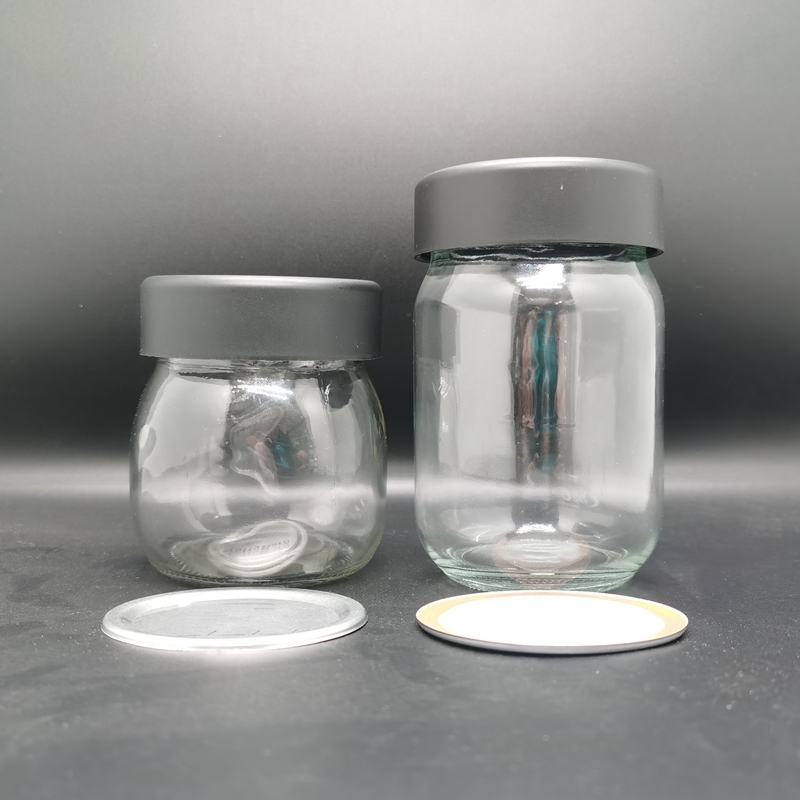 3.5g 7g 14g 28g Child Proof Child Resistant Packaging Baby Proofing Child Safety Locks Frosted Glass Jars Wi/ Metal Seal Cap